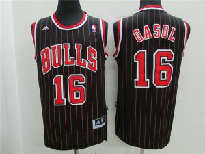 Maillot De Basket Chicago Bulls Pau Gasol 16 Tissus Sportif Fans Edition Noir Stripe
